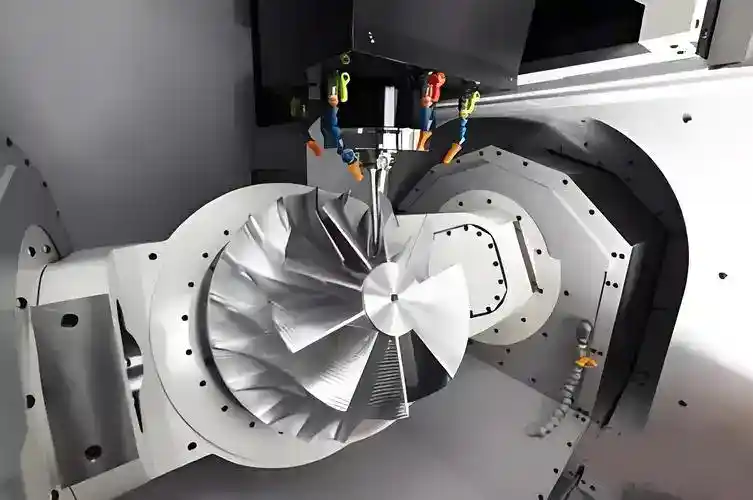 The manufacturing process of high-precision CNC machined parts; five-axis CNC machining demonstrates the application of advanced CNC machine tools in the machining of complex parts.