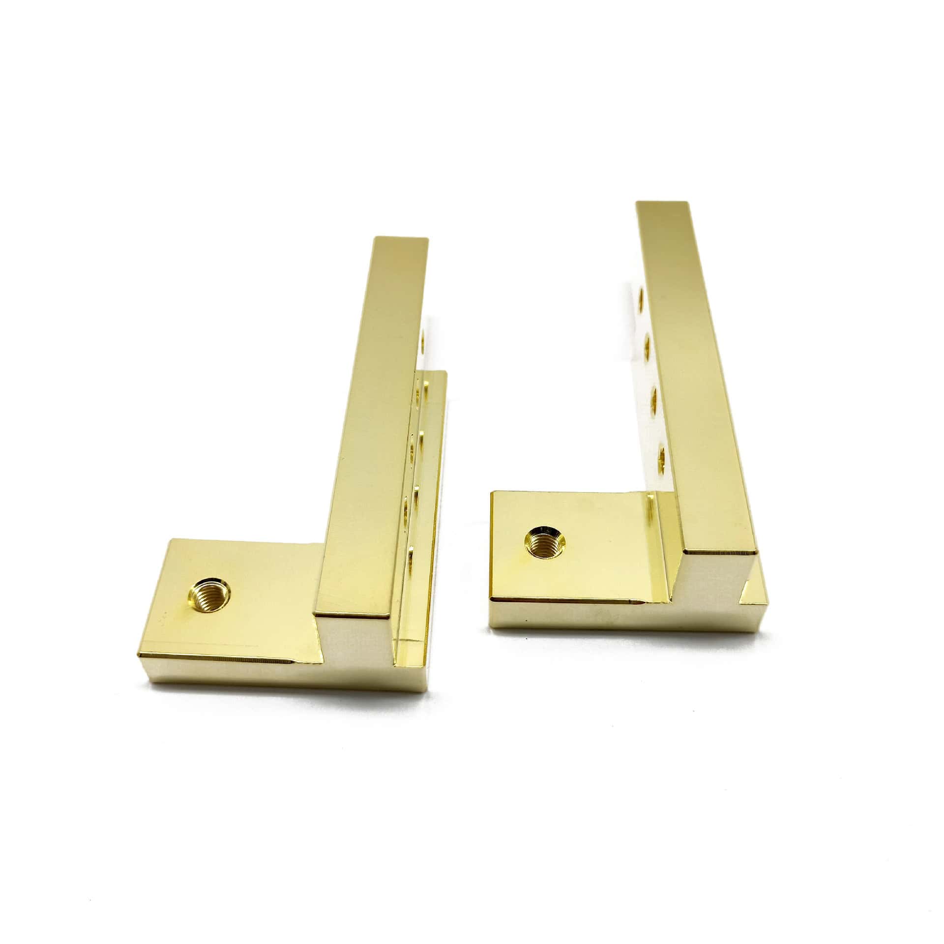 Precision metal mechanical parts, gold-plated finish, industrial components.