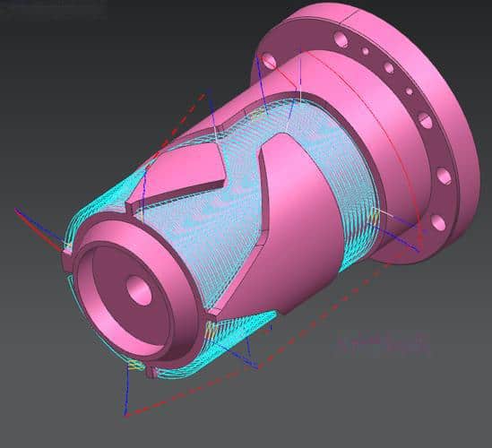 3D models of complex metal parts machined on CNC lathes