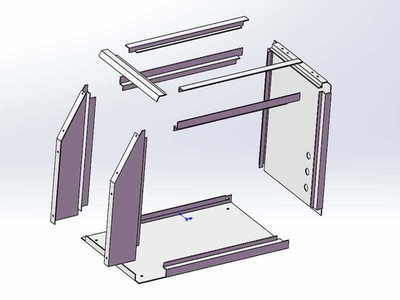 3D model and part drawings for high-precision sheet metal rapid prototyping.