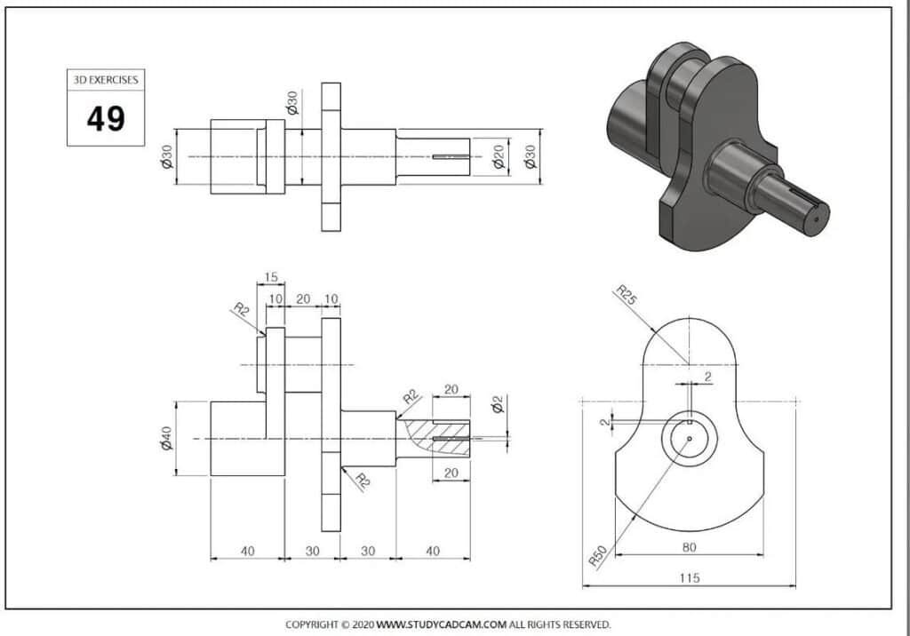 High-precision CNC machined metal part with technical drawings and dimensions.