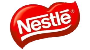 Nestlé logo on a red background, representing the global food and beverage brand.