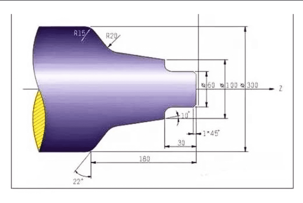 DFM para CNC con cotas detalladas y curvas suaves para precisión de fabricación.