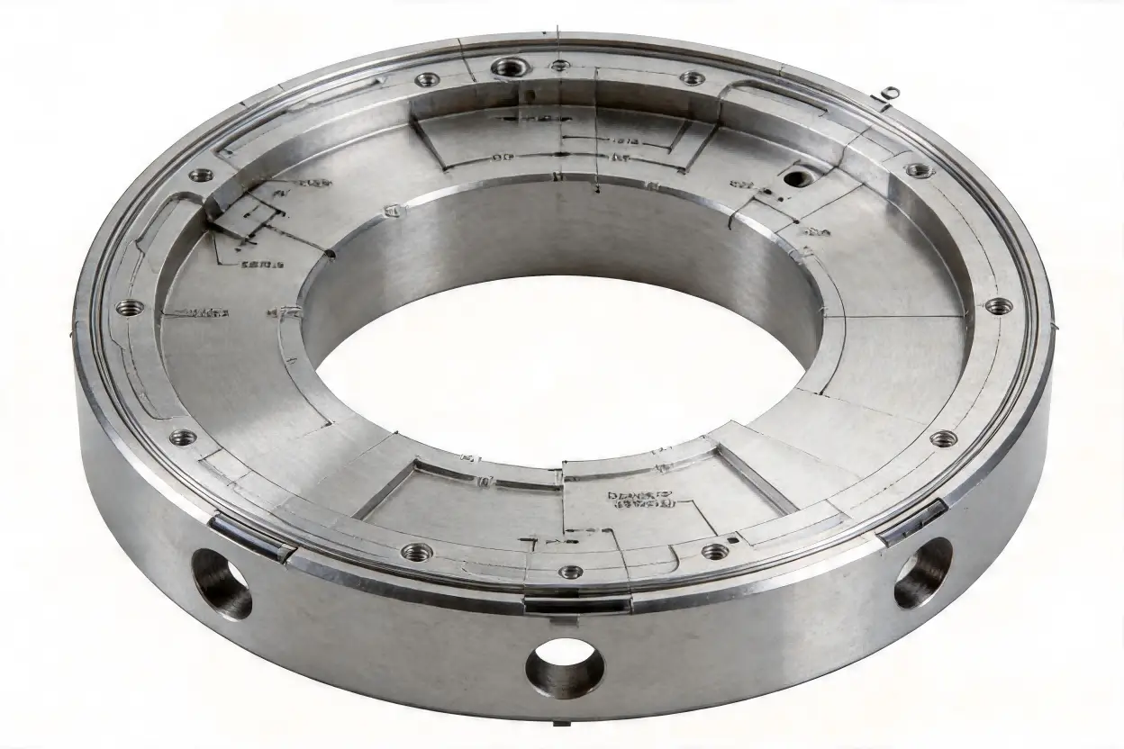 Machined chamber ring with bores and threaded holes