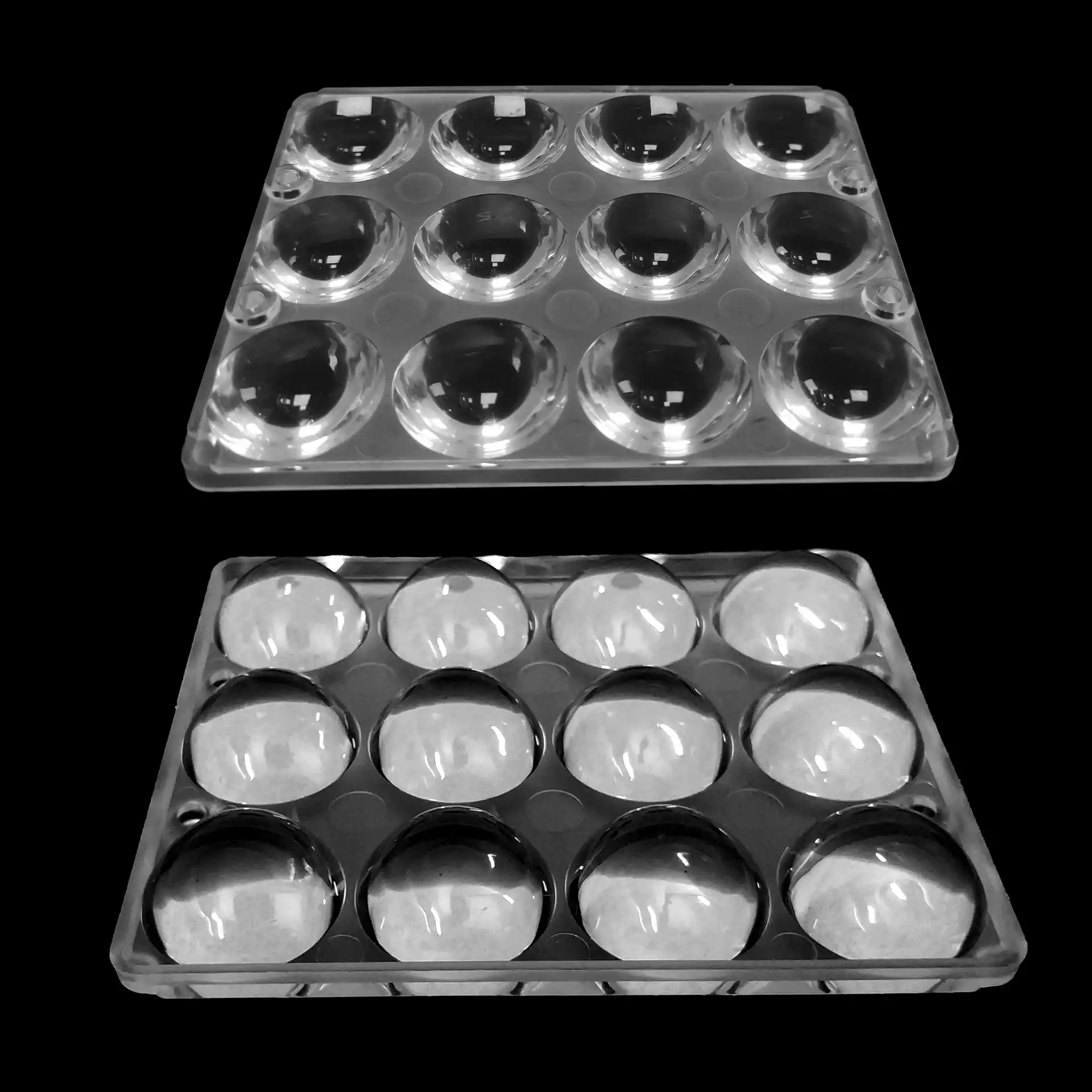 Transparent molded lens arrays