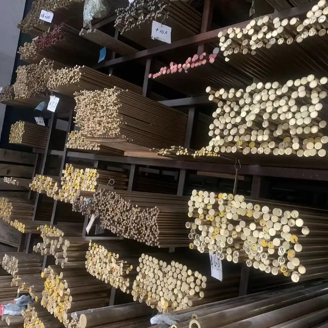Copper bar stock stored for machining