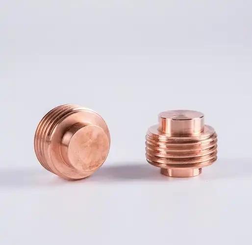 Turned copper plugs with threaded features