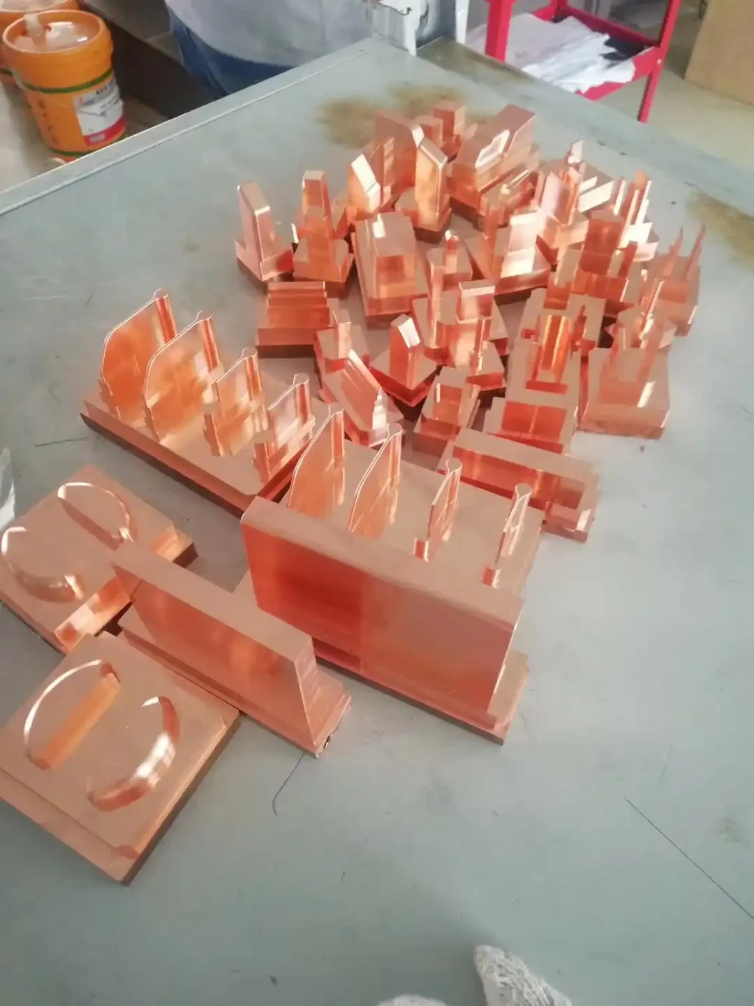 Machined copper plates, blocks and conductive components