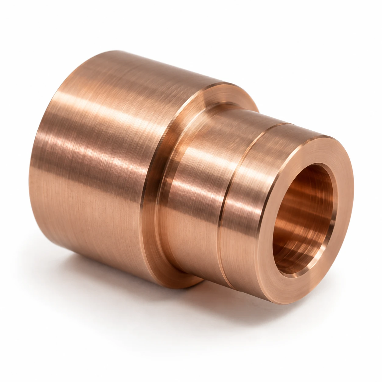 Turned copper sleeve with a stepped bore