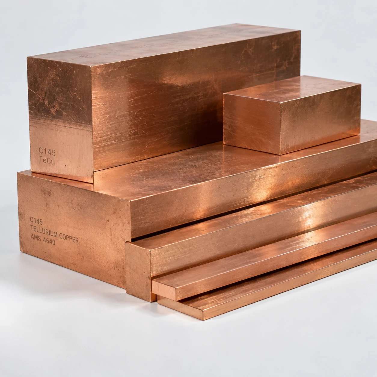 Copper rectangular stock in several sizes