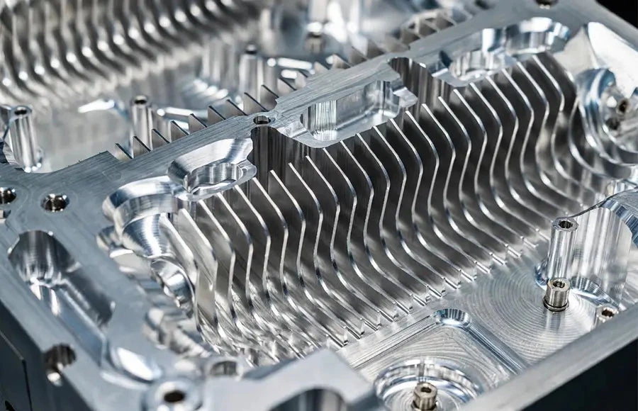 Machined aluminum heat sink with thin cooling fins