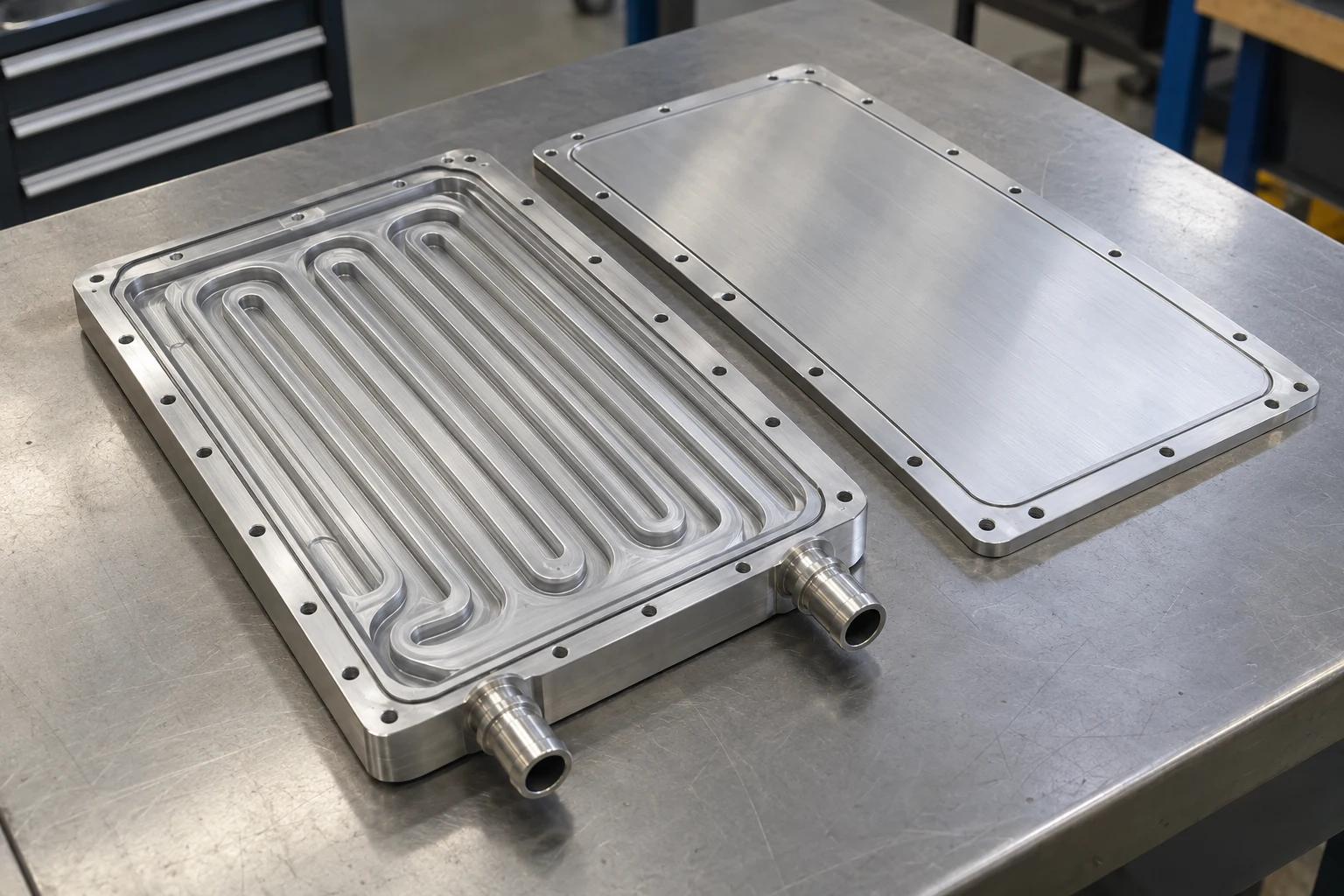 Gefräste Batteriekühlplatte mit separatem Aluminiumdeckel