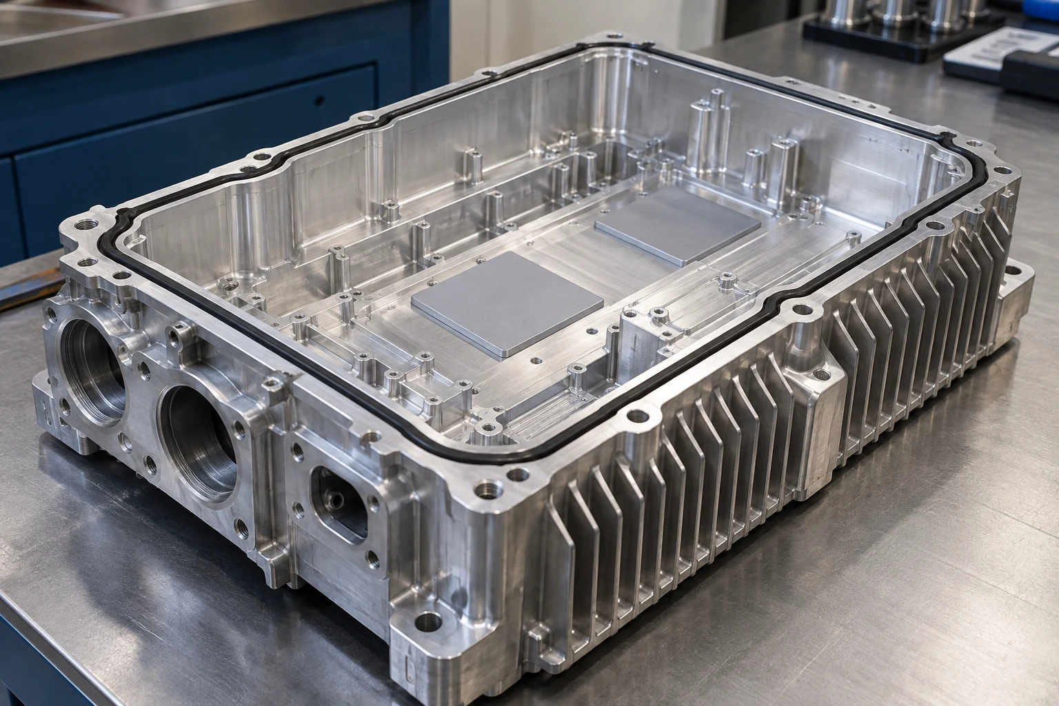Aluminium-Wechselrichtergehäuse mit thermischen Kontaktflächen